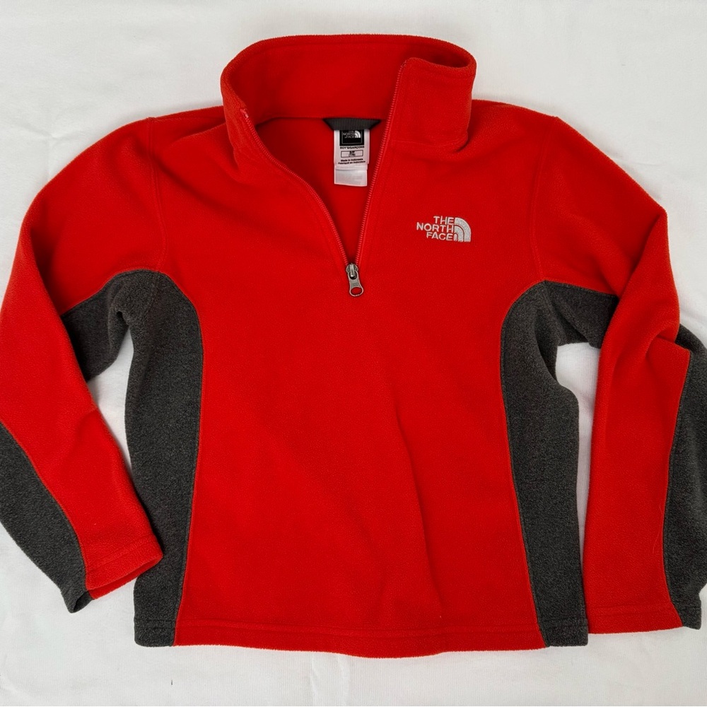The North Face Kids Orange and Gray Fleece Pullover